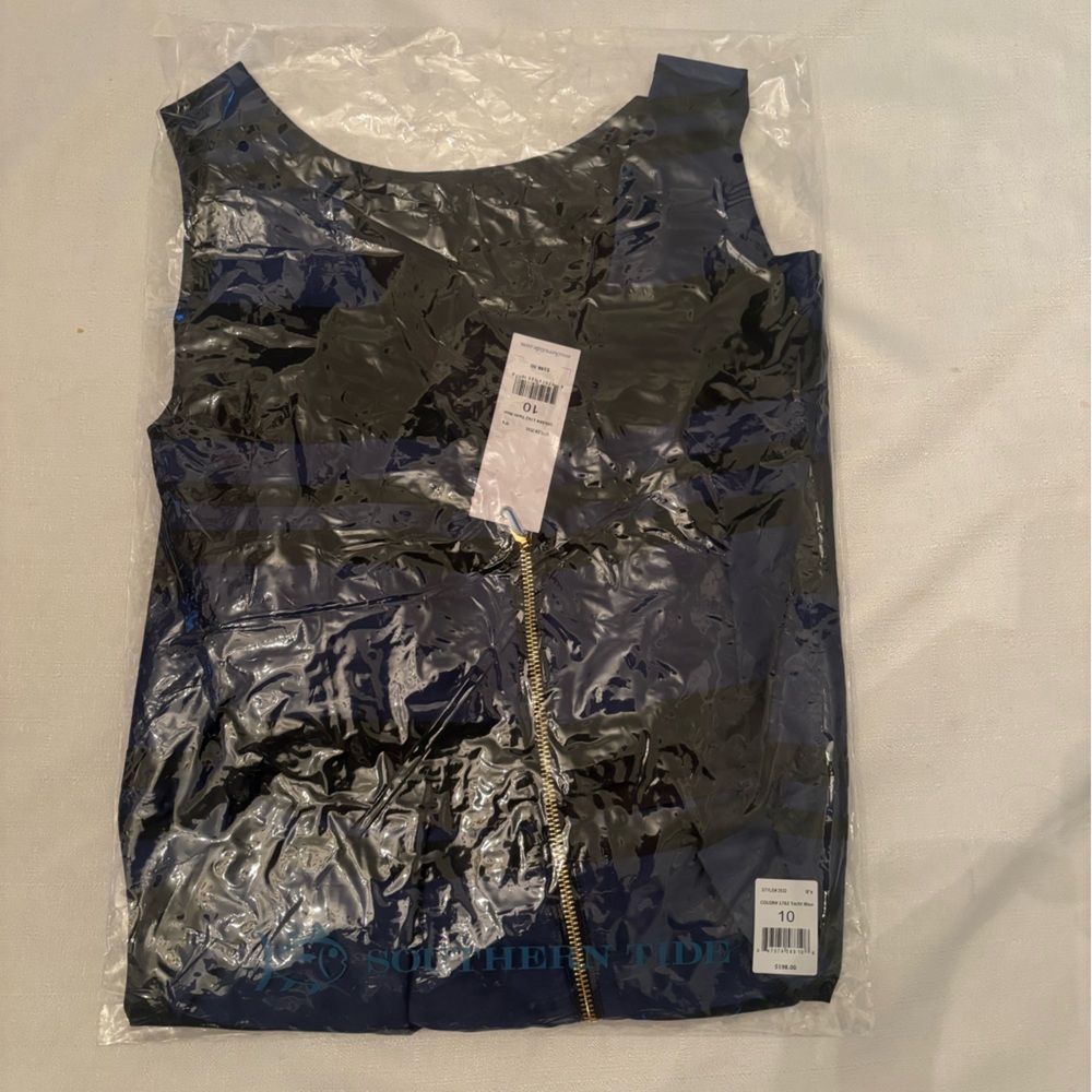 Southern Tide Womens 10 Black Blue Dress NWT